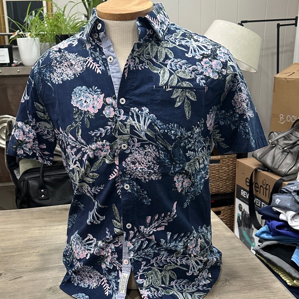 7 Diamonds Navy Floral Men's Shirt